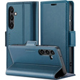 Husă pentru Samsung Galaxy A25 5G, ERBORD Glossy Litchi, portofel cu clapetă, albastru
