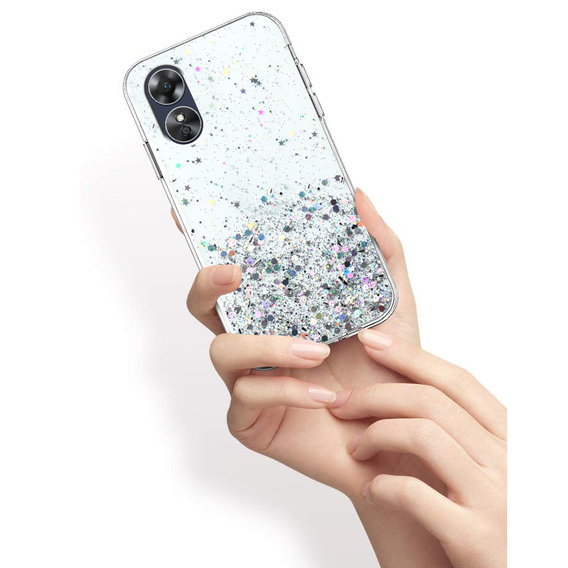 Huse pentru Oppo A17, Glittery, transparentă