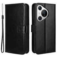 Cu clapetă pentru Huawei Pura 70, Crazy Horse Wallet, negru