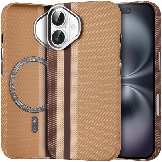 Carcasa pentru iPhone 16, Carbon Fiber MagSafe, galben