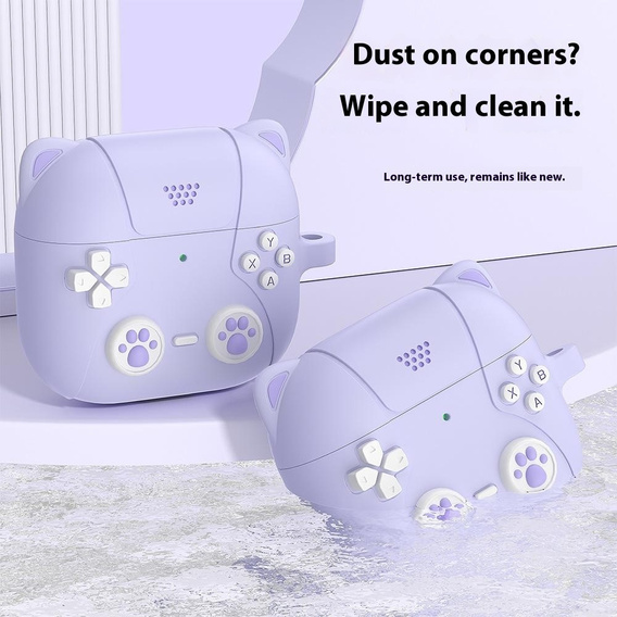 Husă din silicon cu motiv de labă de pisică cu inel pentru Apple AirPods Pro 3