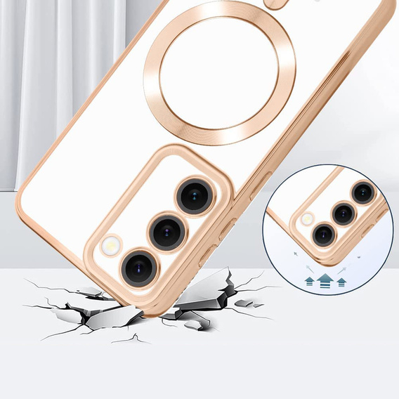 Husă pentru Samsung Galaxy S23 Plus, Electro MagSafe, de aur + Sticlă pentru ecran