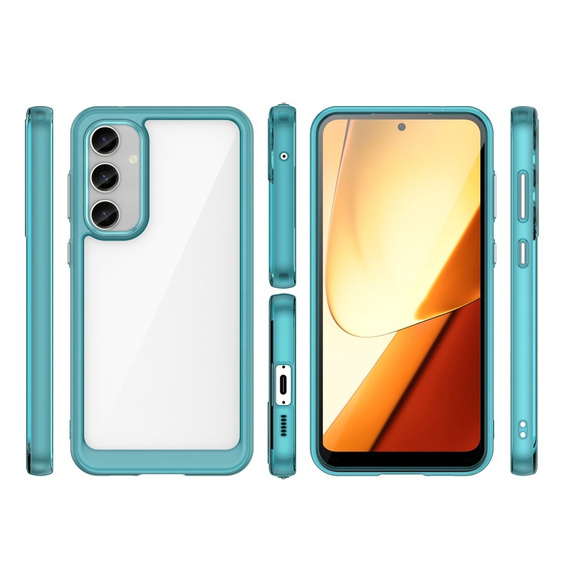 Huse pentru Samsung Galaxy S23 FE, Fusion Hybrid, transparent / albastru