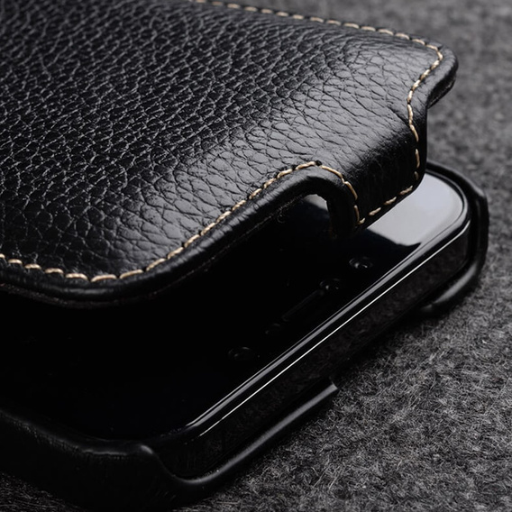 MELKCO carcasă flip pentru iPhone 15 Pro Max, piele, flip, negru