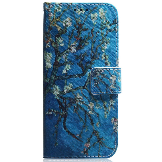 Cu clapetă pentru Oppo A17, Wallet flowers, albastru