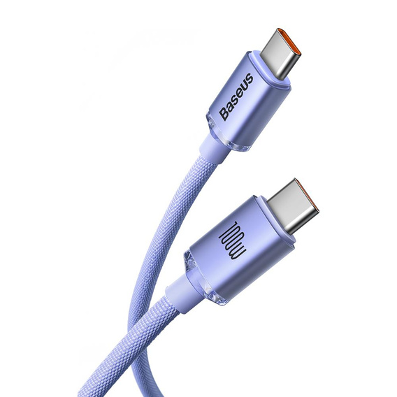 Cablu Baseus Crystal Shine USB-C la USB-C 100 W pentru dispozitive cu port USB-C