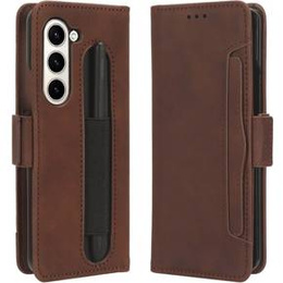 Cu clapetă pentru Samsung Galaxy Z Fold 5 5G, Card Slot, maro