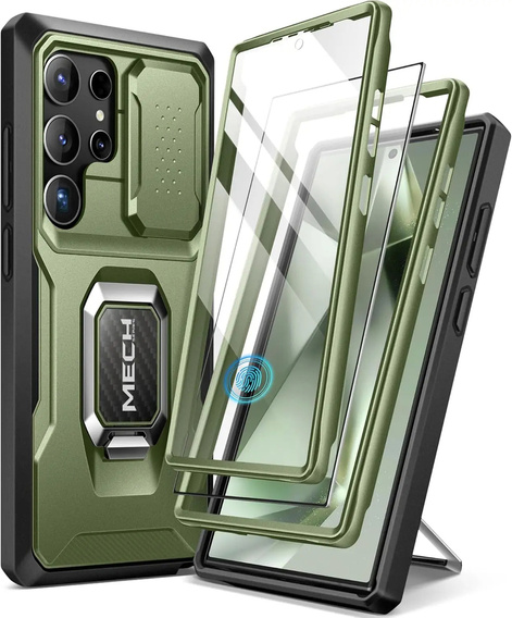 Carcasă pentru Samsung Galaxy S24 Ultra, seria Tongate MECH cu suport, verde