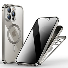 Husă pentru iPhone 15 Pro Max, Privacy Dual Glass, pentru MagSafe, de argint