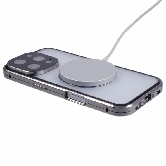 Carcasa Magnetic Dual Glass MagSafe pentru iPhone 16 Pro Max, titan