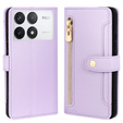 Cu clapetă pentru Xiaomi Poco F6 Pro, Wallet Zipper Pocket, violet