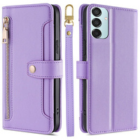 Cu clapetă pentru Samsung Galaxy M15 5G, Wallet Zipper Pocket, violet