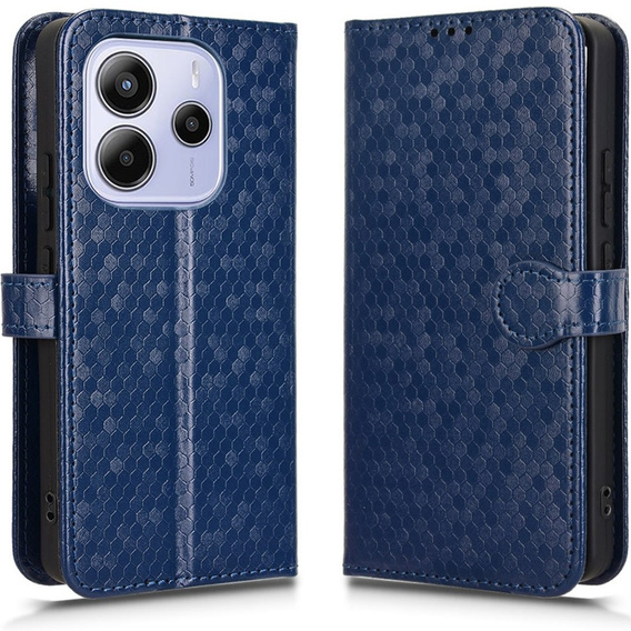 Husa cu clapetă pentru Xiaomi Redmi Note 14 4G, Wallet Rhombus, albastru