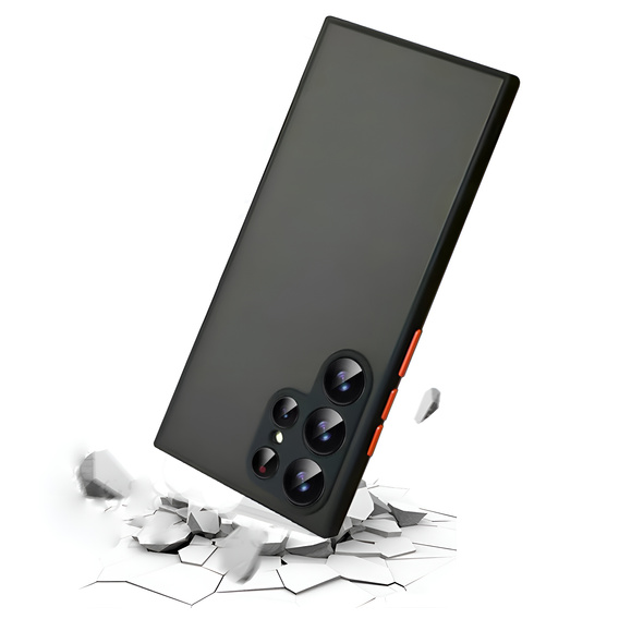Husă din silicon pentru Samsung Galaxy S25 Ultra, cu protecție pentru cameră, transparent / negru + sticlă călită 9H