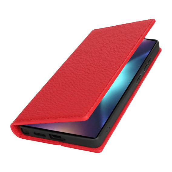Cu clapetă pentru Samsung Galaxy S25 Ultra, Litchi Skin Grain, roșu
