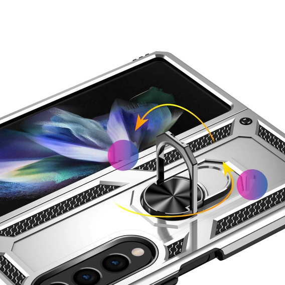 Husă blindată pentru Samsung Galaxy Z Fold 4 5G, Nox Case Ring, de argint