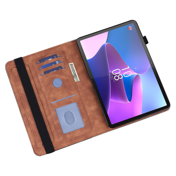 Husă cu clapetă pentru Lenovo Tab M9, flower, maro