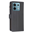 Cu clapetă pentru Xiaomi Redmi Note 13 Pro 4G / Xiaomi Redmi Note 14S / Xiaomi Poco M6 Pro 4G, Wallet Zipper Pocket, negru