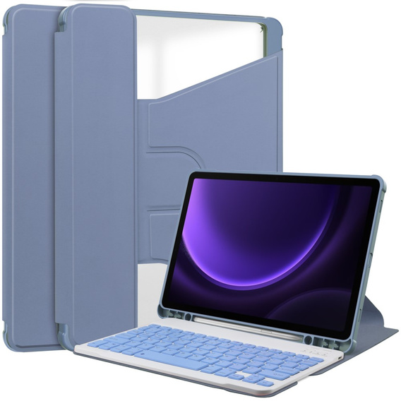 Husă pentru tastatură pentru Samsung Galaxy Tab S10 Lite / S10 FE / S9 FE, Rotary 360° Leather, violet