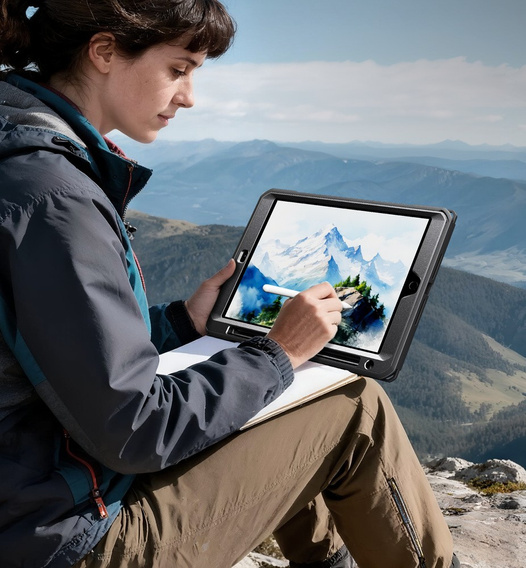 Husă Dexnor 360° cu curea și suport pentru stylus pentru iPad 10,2" 2021/2020/2019 (generația a 9-a/a 8-a/a 7-a)