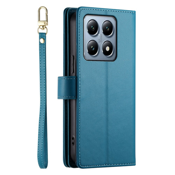 Cu clapetă pentru Xiaomi 14T Pro, Wallet Zipper Pocket, albastru