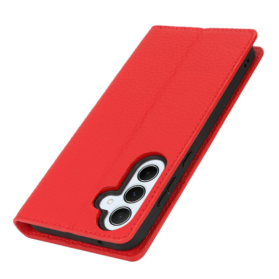 Cu clapetă pentru Samsung Galaxy S25, Litchi Skin Grain, roșu