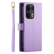Cu clapetă pentru Oppo Reno 13 Pro 5G, Wallet Zipper Pocket, violet