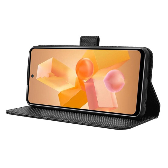 Cu clapetă pentru Infinix Hot 40i, Wallet Smart Magnet, negru
