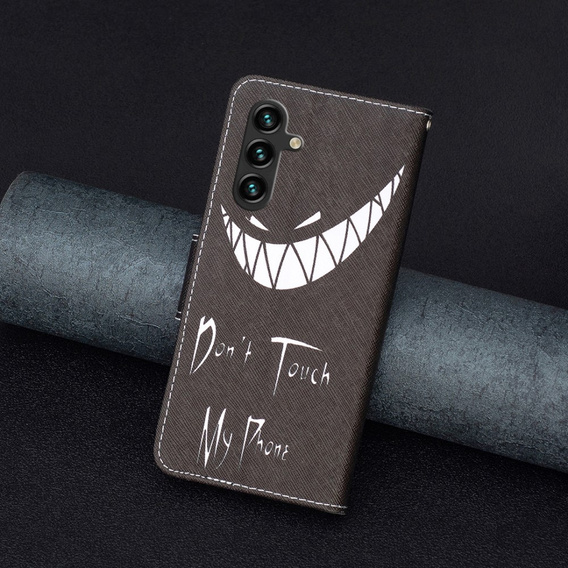 Cu clapetă pentru Samsung Galaxy A55 5G, Wallet, Don't Touch My Phone, negru