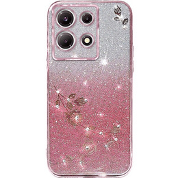 Husă pentru Infinix Note 30 5G, Glitter Flower,  roz rose gold