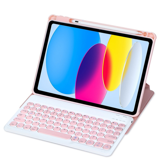 Husă pentru tastatură pentru iPad 11" 2025 A16 (11 gen.) / iPad 10.9" 2022 (10 gen.), Rotary 360° Leather, roz rose gold