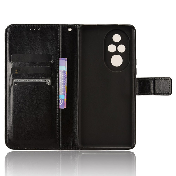 Cu clapetă pentru Honor 200 Pro 5G, Crazy Horse Wallet, negru