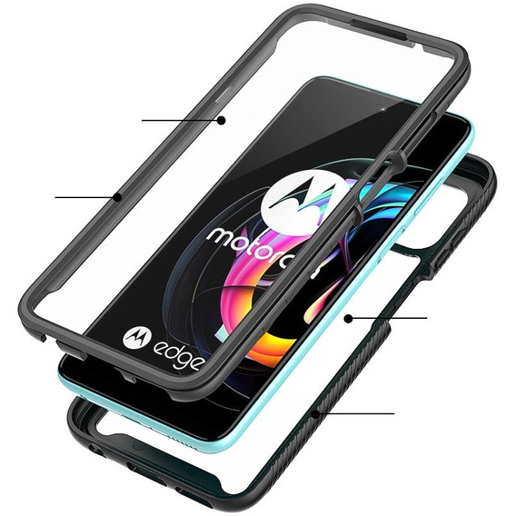 Carcasă pentru Motorola Edge 20 Lite, Shockproof, cu folie, albastru