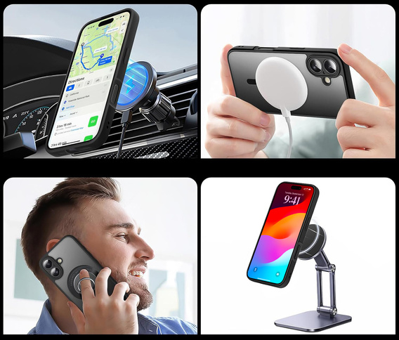 Husă mată pentru iPhone 17, pentru Magsafe, negru mat