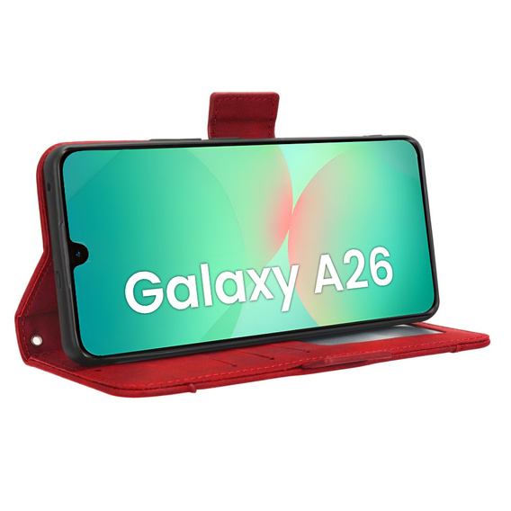 Cu clapetă pentru Samsung Galaxy A26, Card Slot, roșu