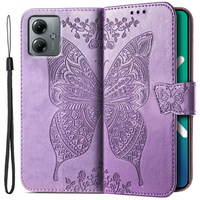 Cu clapetă pentru Motorola Moto G14, Butterfly, violet