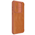 NILLKIN flip case NILLKIN pentru Samsung Galaxy A55 5G, CamShield Qin Pro, piele, maro