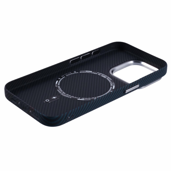 Carcasa pentru iPhone 14 Pro Max, Carbon Fiber MagSafe, negru / albastru