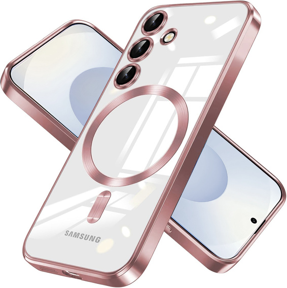 Husă pentru Samsung Galaxy S25, Electro MagSafe, roz rose gold + Sticlă pentru ecran