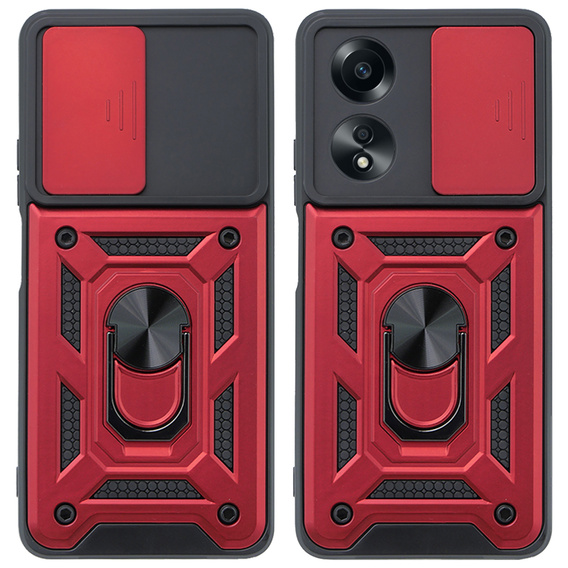 Husă blindată pentru Oppo A58 4G, CamShield Slide, roșu