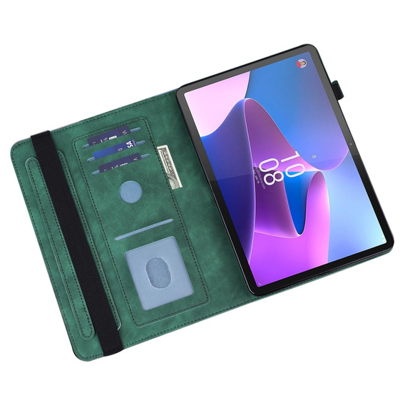 Husă cu clapetă pentru Lenovo Tab M9, flower, verde
