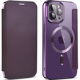 Cu clapetă pentru iPhone 12 Pro, RFID Wallet MagSafe CamShield, violet