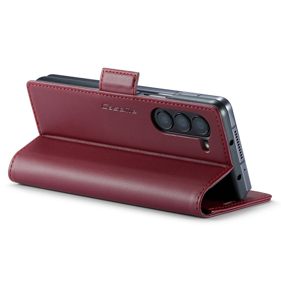 Husa cu clapetă CASEME pentru Samsung Galaxy Z Fold6 5G, Litchi Wallet, roșu