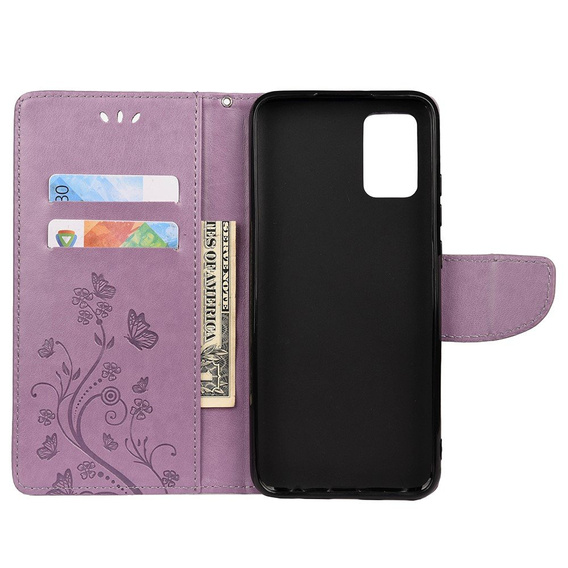 Cu clapetă pentru Xiaomi Redmi Note 10 / 10S, Butterfly, violet deschis
