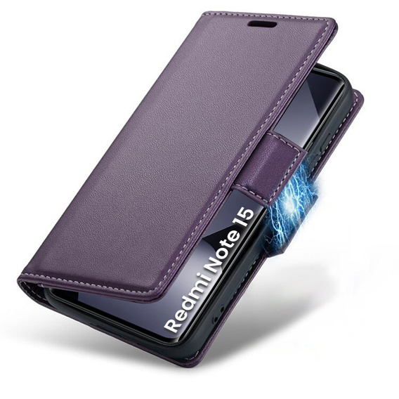 Husă flip lucioasă ERBORD Litchi pentru Xiaomi Redmi Note 15 5G