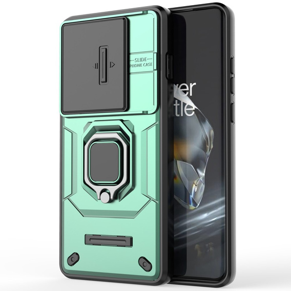 Husă pentru OnePlus 12 5G, KickStand Camera Lens, verde