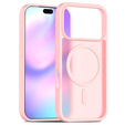 Carcasă Matt pentru iPhone 17 Pro, pentru MagSafe, roz translucid