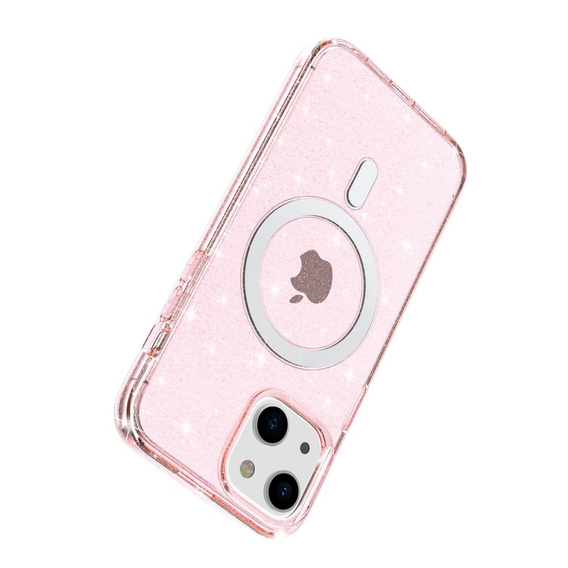 Huse pentru iPhone 14, Dropproof MagSafe Glitter, roz