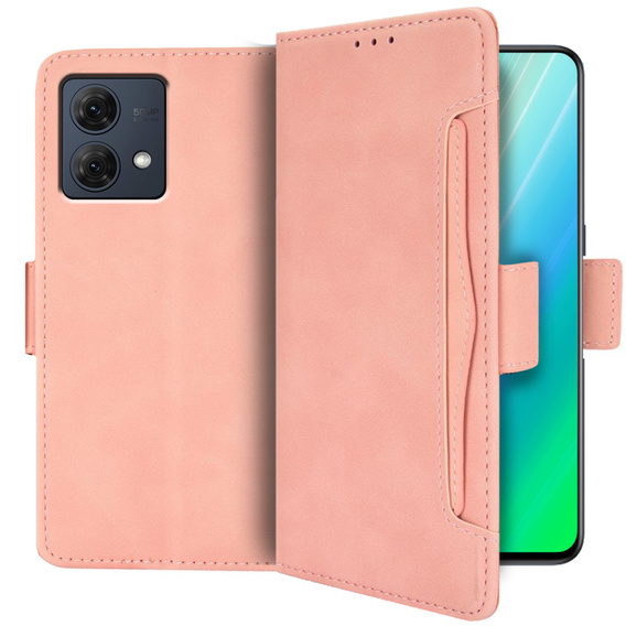 Cu clapetă pentru Motorola Moto G84 5G, Card Slot, roz