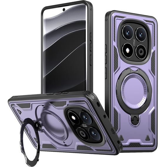 Carcasă pentru Xiaomi Redmi Note 14 Pro 5G /  Poco X7 5G, Military MagSafe, violet + 9H Glass
